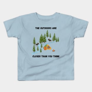 The outdoors are closer than you think, moose at the river Kids T-Shirt